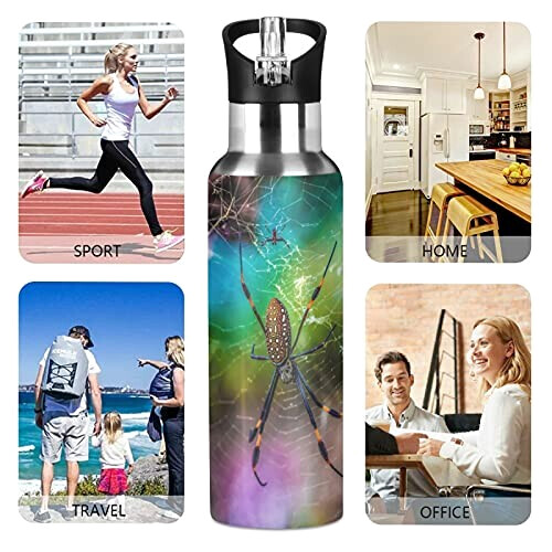 Gourde Araignée art mode sport inox sans bpa isotherme double paroi paille 600 ml variant 3 