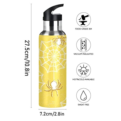 Gourde Araignée mode mignonne inox sans bpa isotherme double paroi paille 600 ml variant 0 
