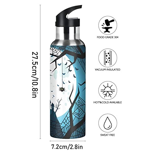 Gourde Araignée mode mignonne inox sans bpa isotherme double paroi paille 600 ml variant 0 