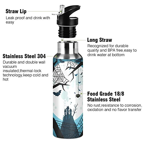 Gourde Araignée mode mignonne inox sans bpa isotherme double paroi paille 600 ml variant 1 