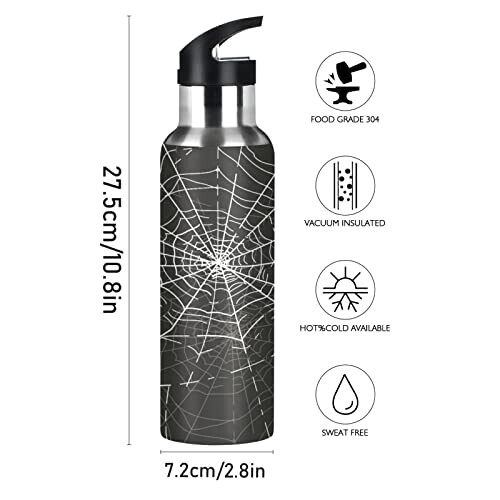 Gourde Araignée mode mignonne inox sans bpa isotherme double paroi paille 600 ml variant 0 