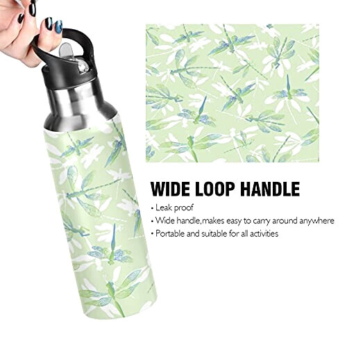 Gourde Libellule art mode sport inox sans bpa isotherme double paroi paille 600 ml variant 2 