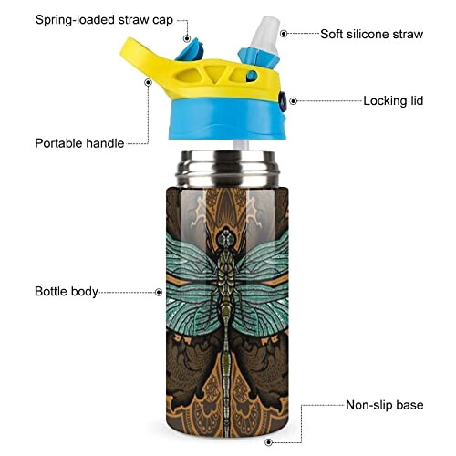 Gourde Libellule couleur inox isotherme double paroi 500 ml variant 1 