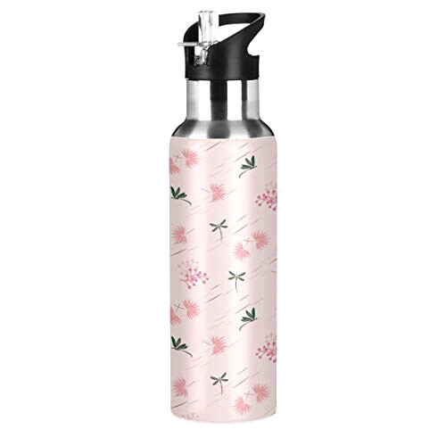 Gourde Libellule multicolore inox sans bpa double paroi paille 600 ml