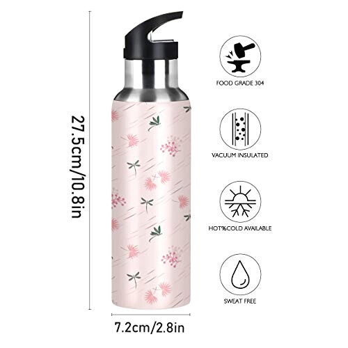 Gourde Libellule multicolore inox sans bpa double paroi paille 600 ml variant 0 