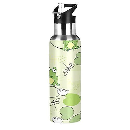 Gourde Libellule art mode sport inox sans bpa isotherme double paroi paille 600 ml