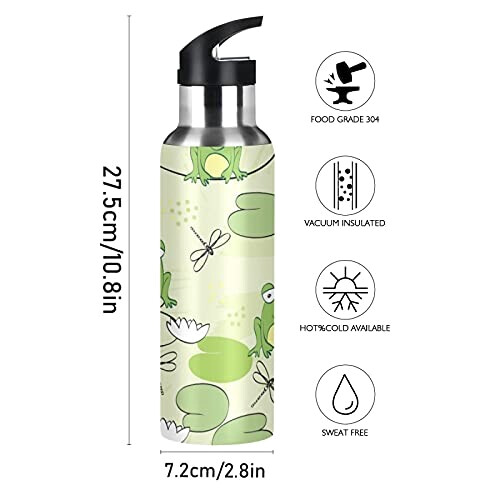 Gourde Libellule art mode sport inox sans bpa isotherme double paroi paille 600 ml variant 0 