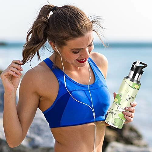 Gourde Libellule art mode sport inox sans bpa isotherme double paroi paille 600 ml variant 4 