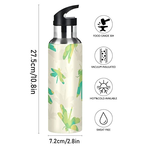 Gourde Libellule mode mignonne inox sans bpa isotherme double paroi paille 600 ml variant 0 