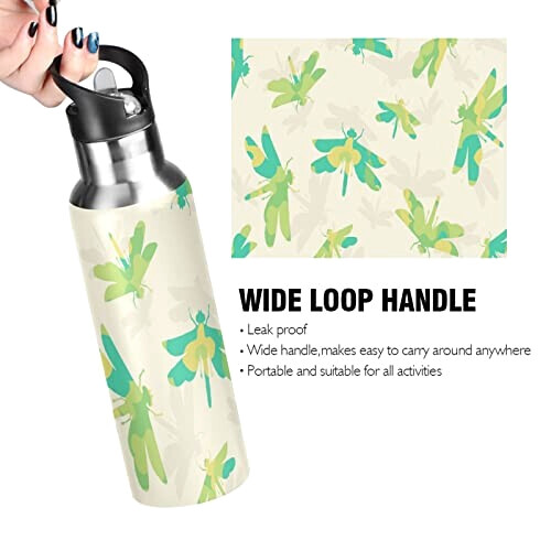 Gourde Libellule mode mignonne inox sans bpa isotherme double paroi paille 600 ml variant 2 