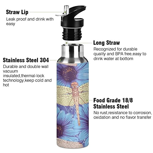 Gourde Libellule mode mignonne inox sans bpa isotherme double paroi paille 600 ml variant 1 