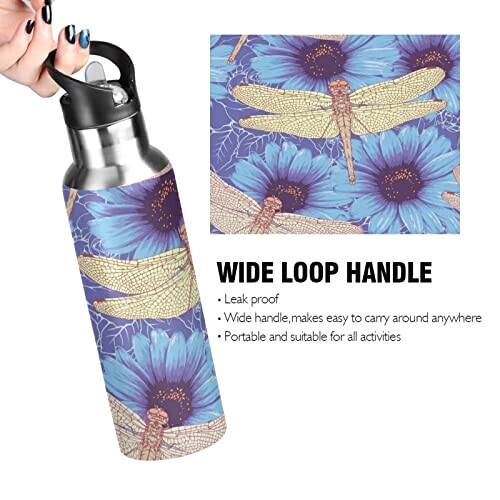 Gourde Libellule mode mignonne inox sans bpa isotherme double paroi paille 600 ml variant 2 