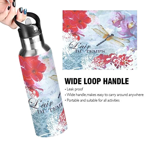 Gourde Libellule mode mignonne inox sans bpa isotherme double paroi paille 600 ml variant 2 