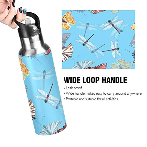 Gourde Libellule multicolore inox sans bpa isotherme double paroi paille 600 ml variant 2 