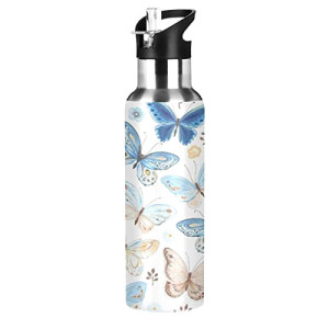 Gourde Papillon butterfly inox sans bpa isotherme paille 600 ml