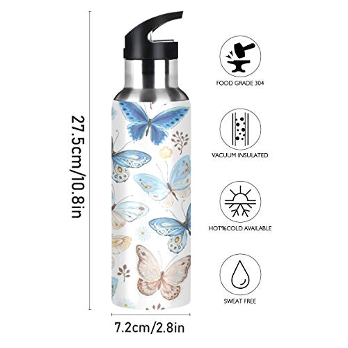 Gourde Papillon butterfly inox sans bpa isotherme paille 600 ml variant 0 