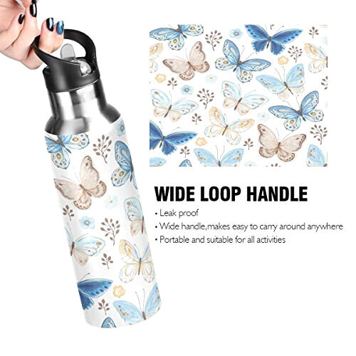 Gourde Papillon butterfly inox sans bpa isotherme paille 600 ml variant 1 