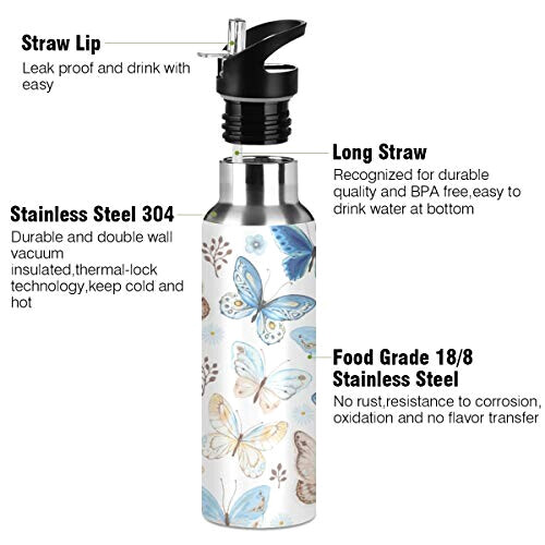 Gourde Papillon butterfly inox sans bpa isotherme paille 600 ml variant 2 