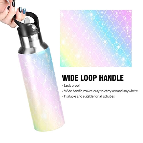 Gourde Sirène art mode sport inox sans bpa isotherme double paroi paille 600 ml variant 2 