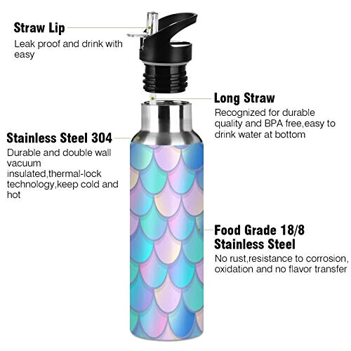 Gourde Sirène inox sans bpa isotherme double paroi paille 600 ml variant 1 