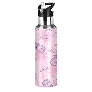 Gourde Ananas art mode sport inox sans bpa isotherme double paroi paille 600 ml