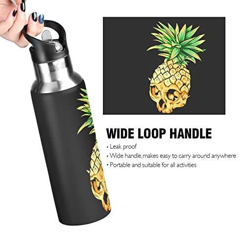 Gourde Ananas multicolore inox sans bpa isotherme pliable paille 600 ml variant 3 
