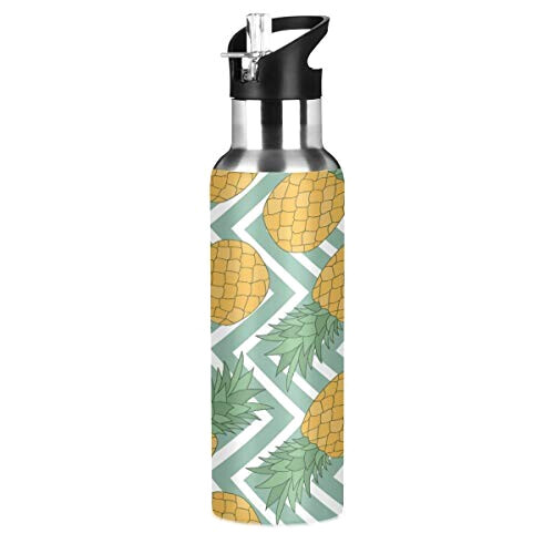 Gourde Ananas multicolore inox sans bpa double paroi paille 600 ml