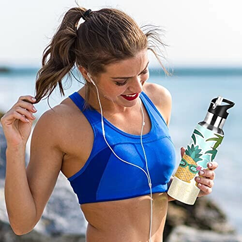 Gourde Ananas art mode sport inox sans bpa isotherme double paroi paille 600 ml variant 4 