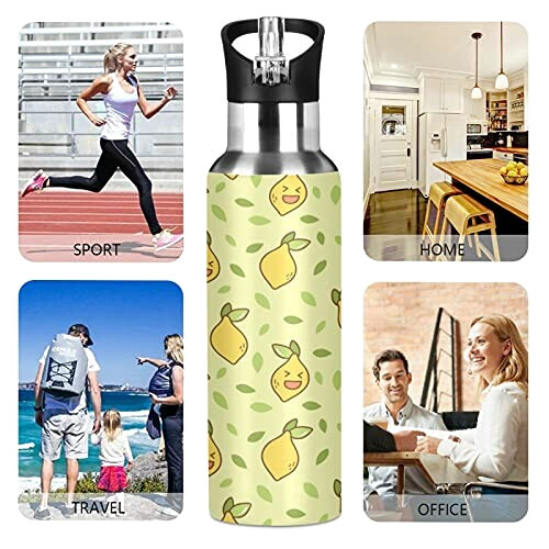 Gourde Poire art mode sport inox sans bpa isotherme double paroi paille 600 ml variant 3 