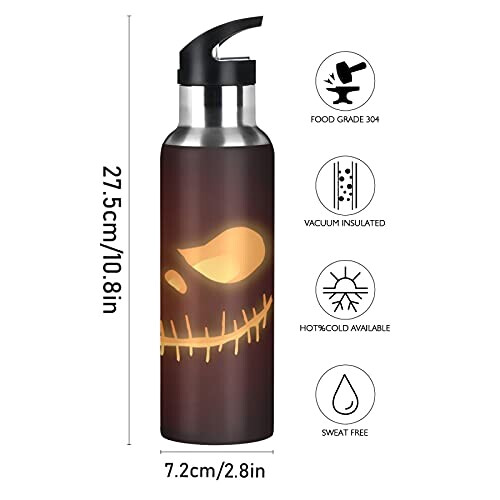 Gourde Citrouille art mode sport inox sans bpa isotherme double paroi paille 600 ml variant 0 