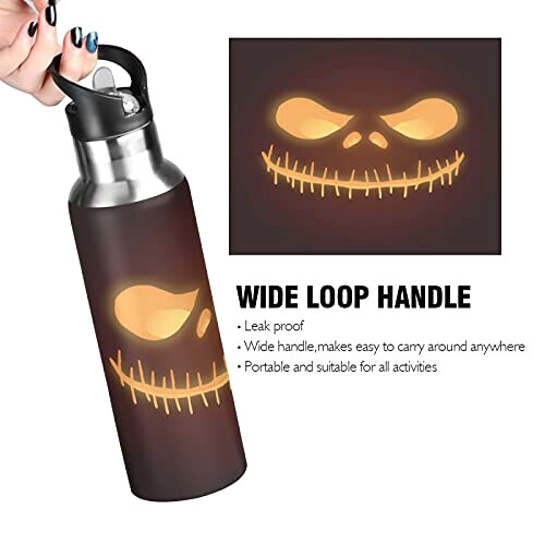 Gourde Citrouille art mode sport inox sans bpa isotherme double paroi paille 600 ml variant 2 