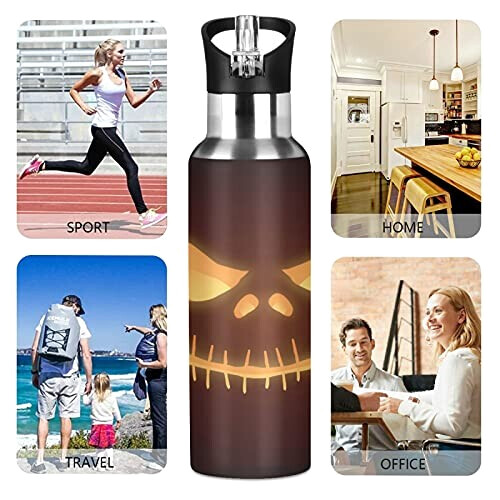 Gourde Citrouille art mode sport inox sans bpa isotherme double paroi paille 600 ml variant 3 